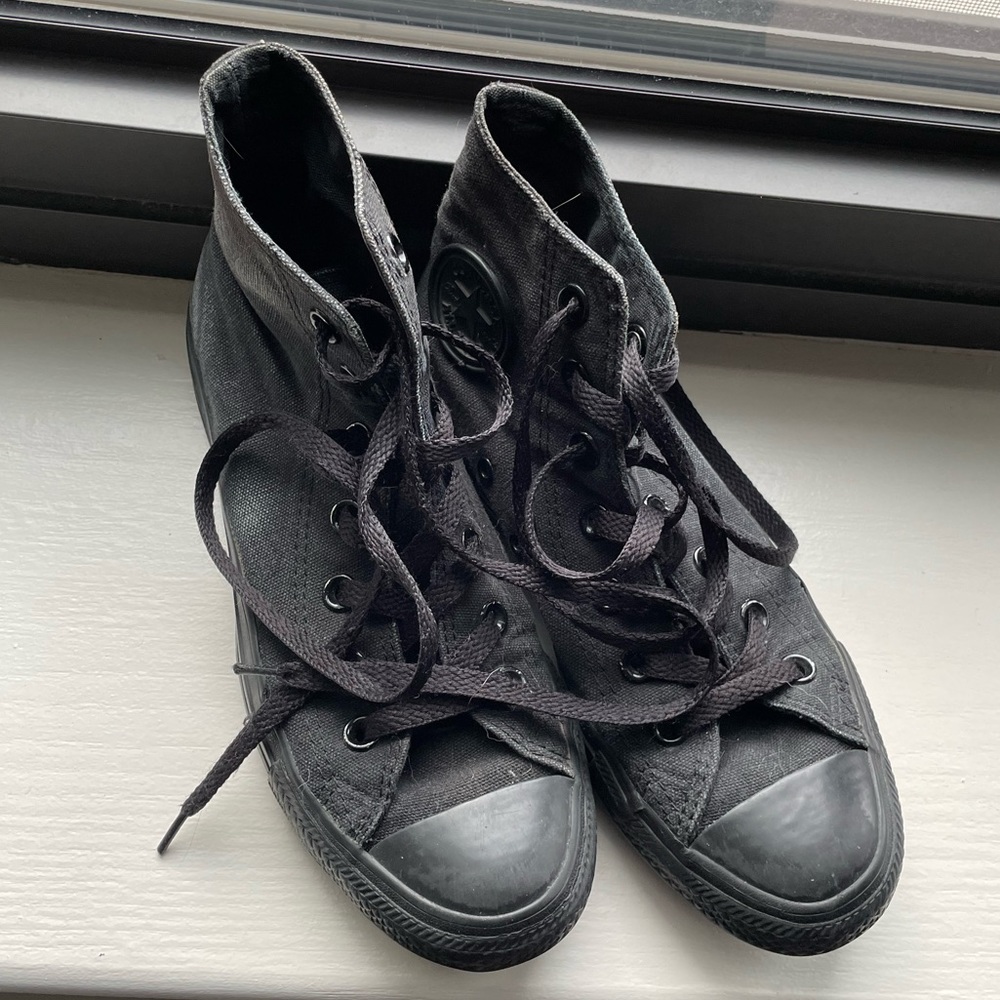 Converse All Black Canvas High Tops | W’s Size 6